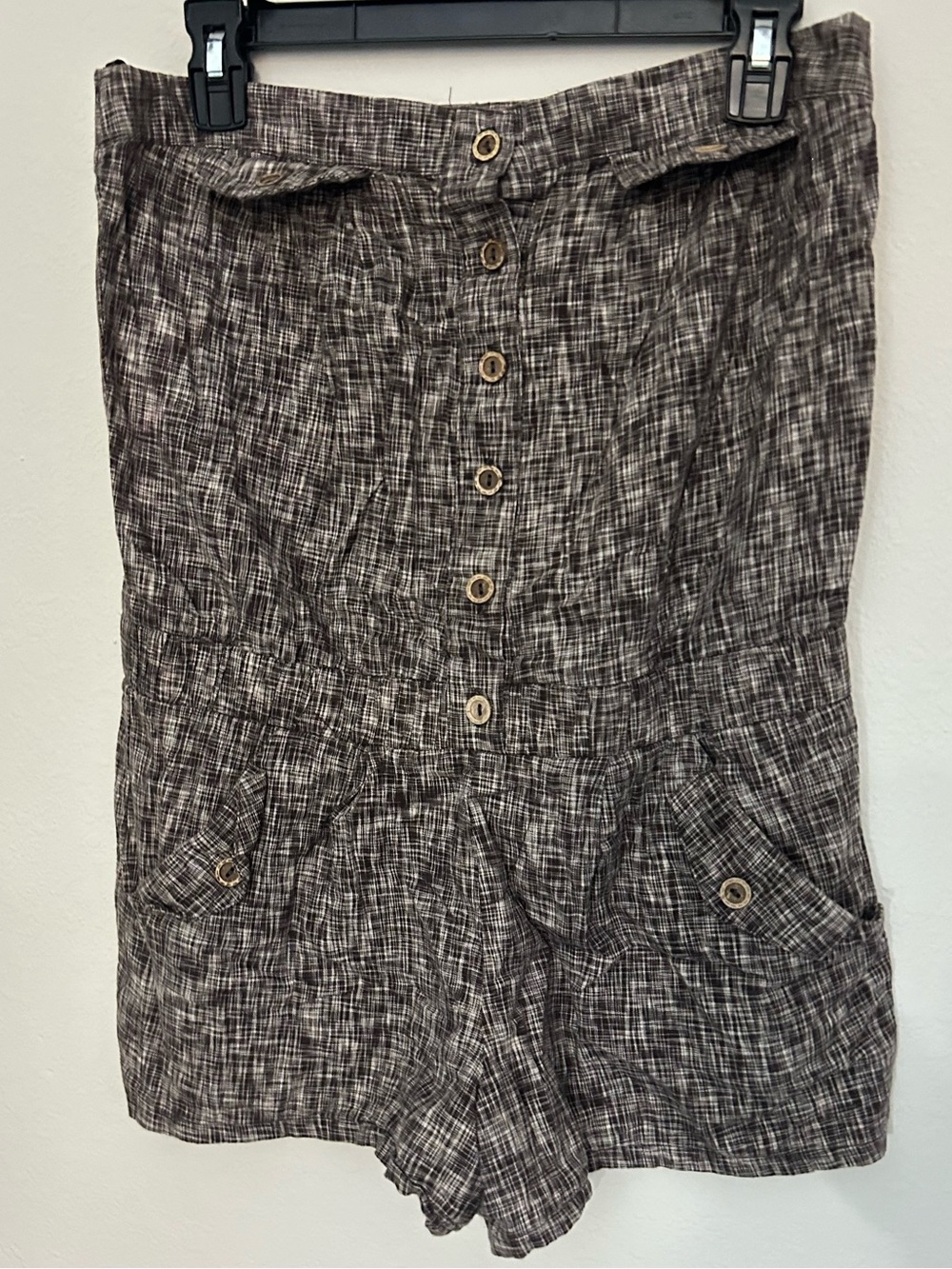 Papaya Romper in Brown Textured Print